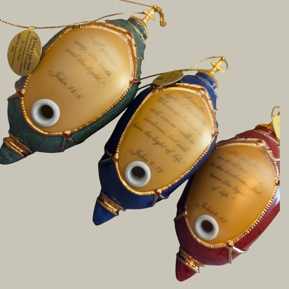 Bradford Editions Greg Olsen Porcelain Ornaments Set 3 Multicolor Excellent 2002